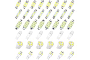 TSUGAMI 42PCS Interior Car Lights, 31mm/ 36mm/ 41mm/ T10 Auto Festoon Bulb Kit, Super Bright Vehicle LED Reading Map Dome Tru