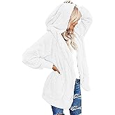 CHICGAL Womens Fuzzy Jacket Hooded Cardigan Open Front Sherpa Coat Outwear with Pockets