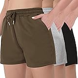 FEQO 3 Pack Women's Sweat Shorts with Pockets