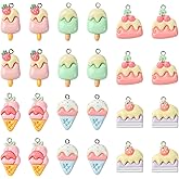 LiQunSweet 30 pcs 6 Styles Opaque Ice Cream and Cake Resin Charms Imitation Sweet Food Dessert Charms for DIY Jewelry Bracelet Necklace Earring Bag Keychain Phone Decor