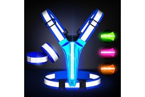 Ylzzrs Led Light Up Running Vest Reflective Vest for Runners Night Walking, Rechargeable LED Reflective Running Vest High Visibility with Adjustable Waist/Shoulde, Reflective Armband for Women Men