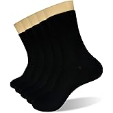 Ait fish Men's Loose Cuff 100% Cotton Crew Socks Lightweight Plain Dress Socks Black 5 Pairs