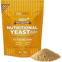 Non Fortified Nutritional Yeast Flakes, Whole Foods Based Protein Powder, Vegan, Gluten Free, Vitamins B, Beta-glucans, and A
