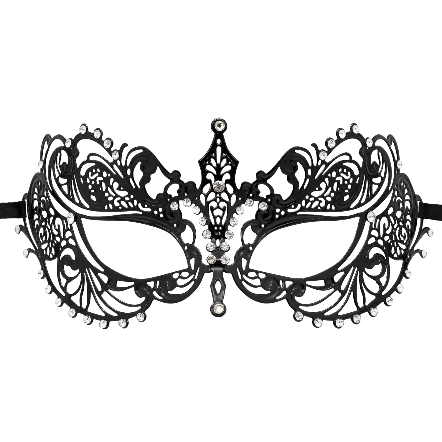 Coddsmz Laser Cut Metal Women's Masquerade Mask Mardi Gras Mask 1-Black