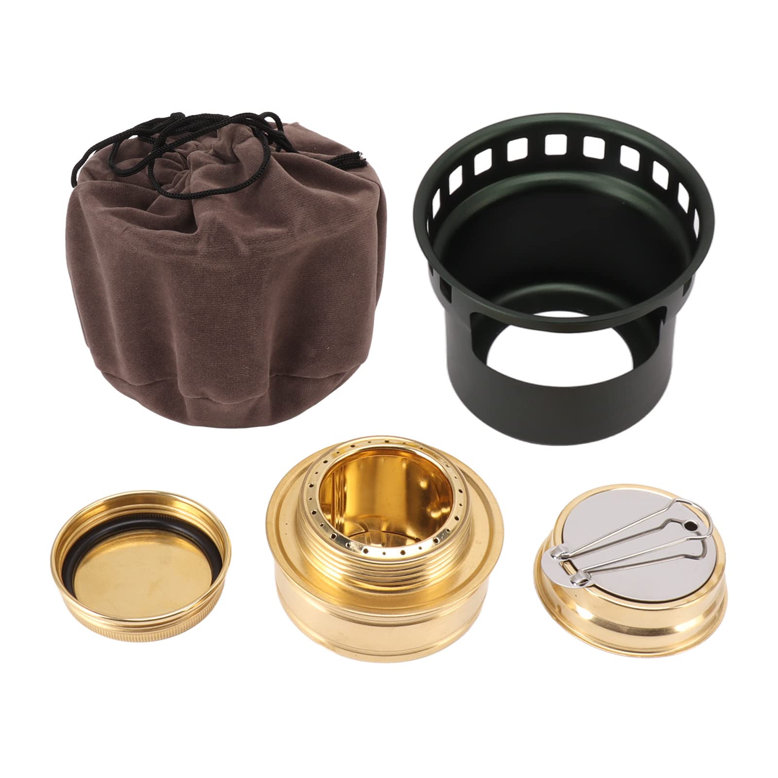 VBESTLIFE Alcohol Stove for Backpacking, Spirit Copper Windproof Portable Aluminium Alloy Alcohol Backpacking Stove for Camping Picnic (Blackish Green)