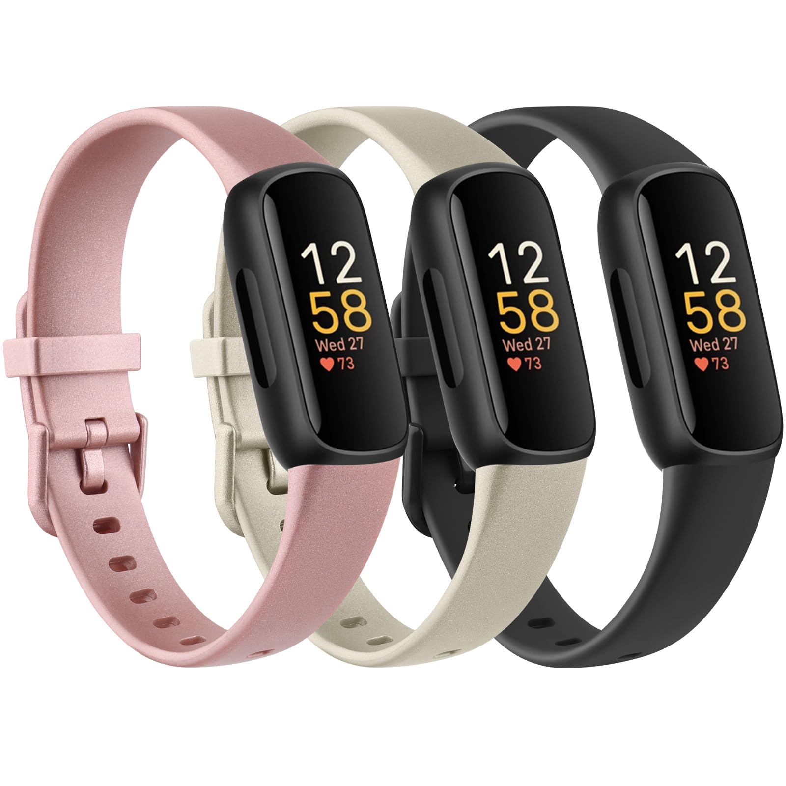 Tobfit [3 Pack] Straps compatible for Fitbit Inspire 3 Strap for Women Men, Soft Silicone Replacement Strap Wristband Watchband Accessories (3 Pack 04)