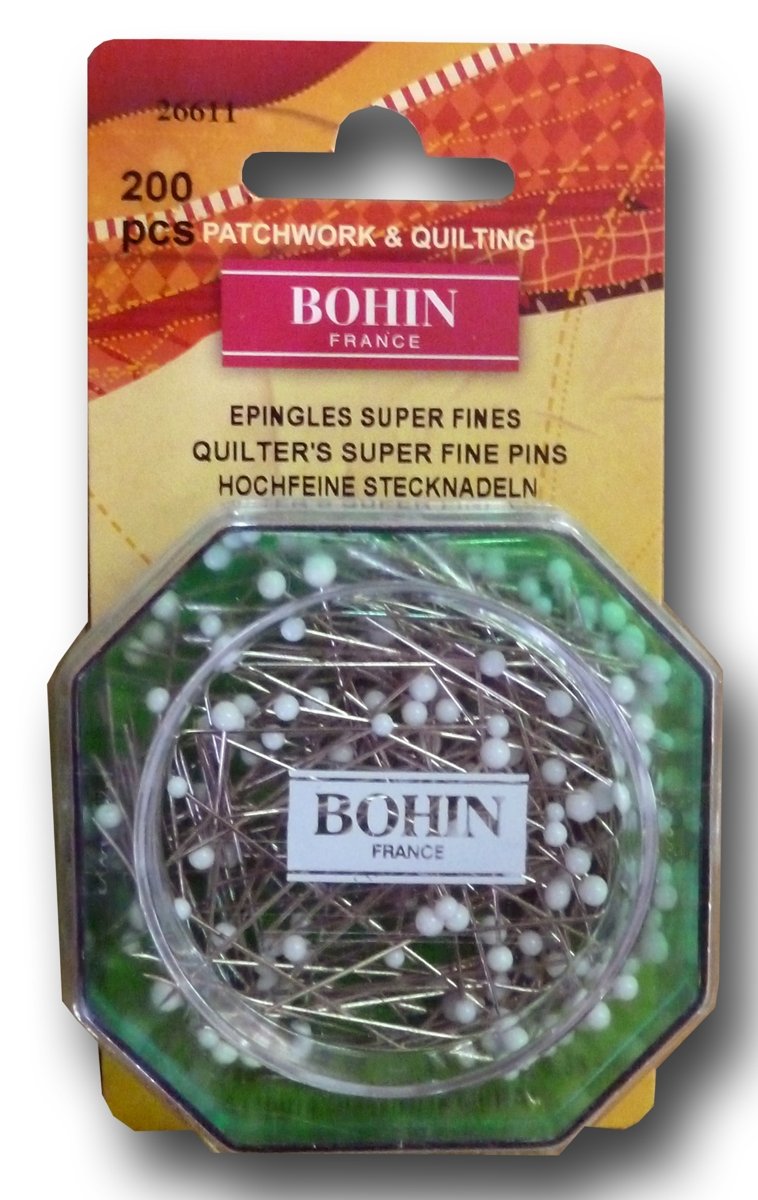 Bohin Extremely fine 26611 Pins-Nickel-Plated Steel Set of 200 White
