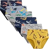 BYONEME 100% Cotton Little Boys Briefs Soft Dinosaur Truck Toddler Underwear