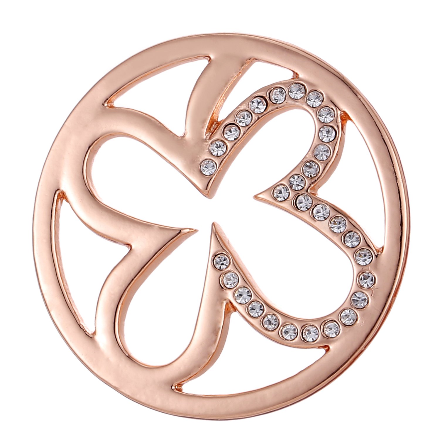 Morella Women's Coin Pendant 33 mm 13" Cloverleaf Modern – Rose Gold