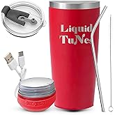 Liquid TuNes Stainless Steel Tumbler with Wireless Music Speaker, 20 oz Tumbler with Double-Wall Vacuum Insulation and Detachable Speaker (Red)