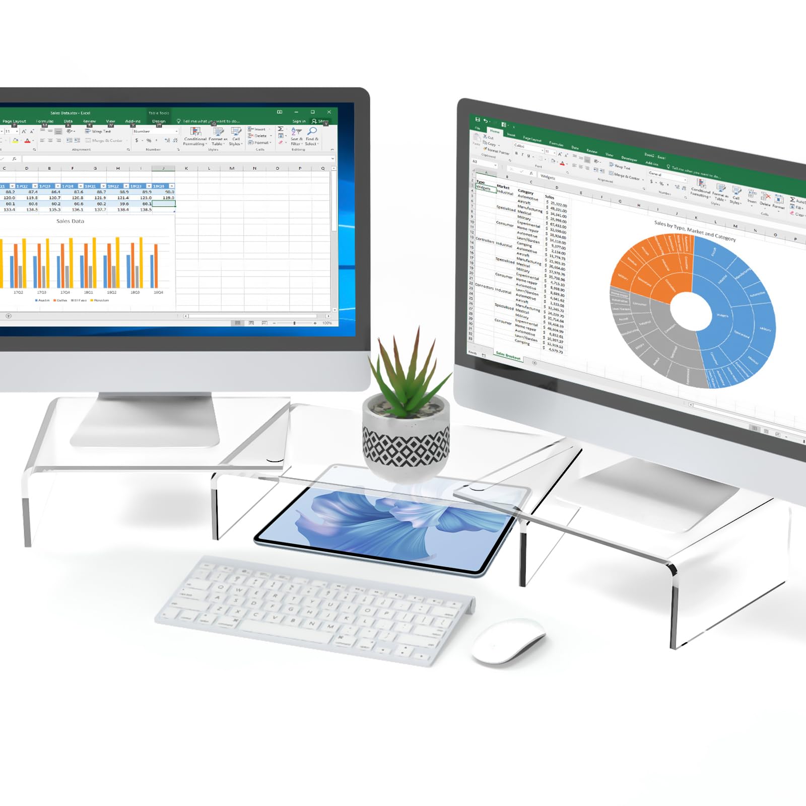 X-cosrack Acrylic Monitor Stand Riser,Dual Monitor Stand with ...