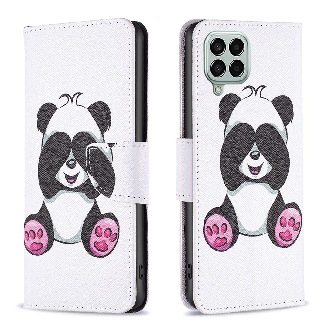 Thoankj Samsung A12 / M12 Phone Case, Flip Shockproof PU Leather Wallet Cases with Stand Magnetic Card Holder Gel TPU Silicone Bumper Folio Slim Phone Cover for Samsung Galaxy A12 / M12 Panda