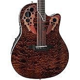 Ovation Celebrity Elite Plus Quilted Maple Top Acoustic-Electric Guitar, Tiger Eye