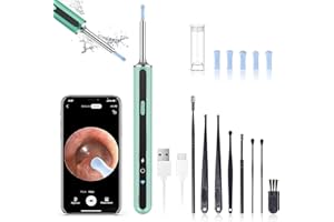 LEIPUT Ear Wax Removal - Earwax Remover Tool with 8 Pcs Ear Set - Ear Camera with 6 Ear Spoon - Ear Cleaner with Camera - Earwax Removal Kit with Light - Ear Cleaner for iOS & Android