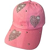 Popfizzy Bling Hat for Women, Fun Rhinestone Baseball Cap, Bedazzled Distressed Denim Hat, Birthday Gifts for Women and Girls