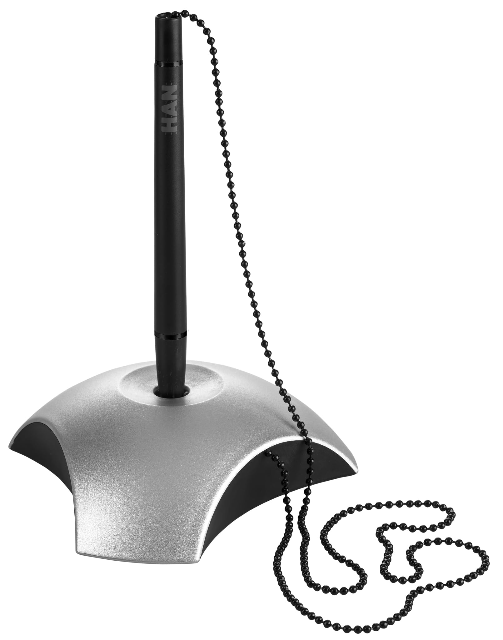 HAN 2751-77, DELTA pen holder Silver Edition. Attractive, elegant and stylish, premium quality with extra long chain, exclusive lacquered plastic, silver — image 1