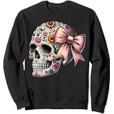 Floral Sugar Skull Graphic Girls Women Sugar Skull Flower Sweatshirt