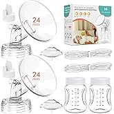 Breast Pump Parts Compatible with Spectra S1,S2,S9 Plus, Replacement Kit for Spectra Pump Parts 2PCS, Duckbill Valve, Tube,Bottle, Backflow Protector, Not Original Accessorie,24mm