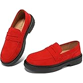 BEAUSEEN Women's Suede Penny Loafers Casual Lightweight Slip On - Comfortable Walking Shoes,Chic Flat for Work & Travel