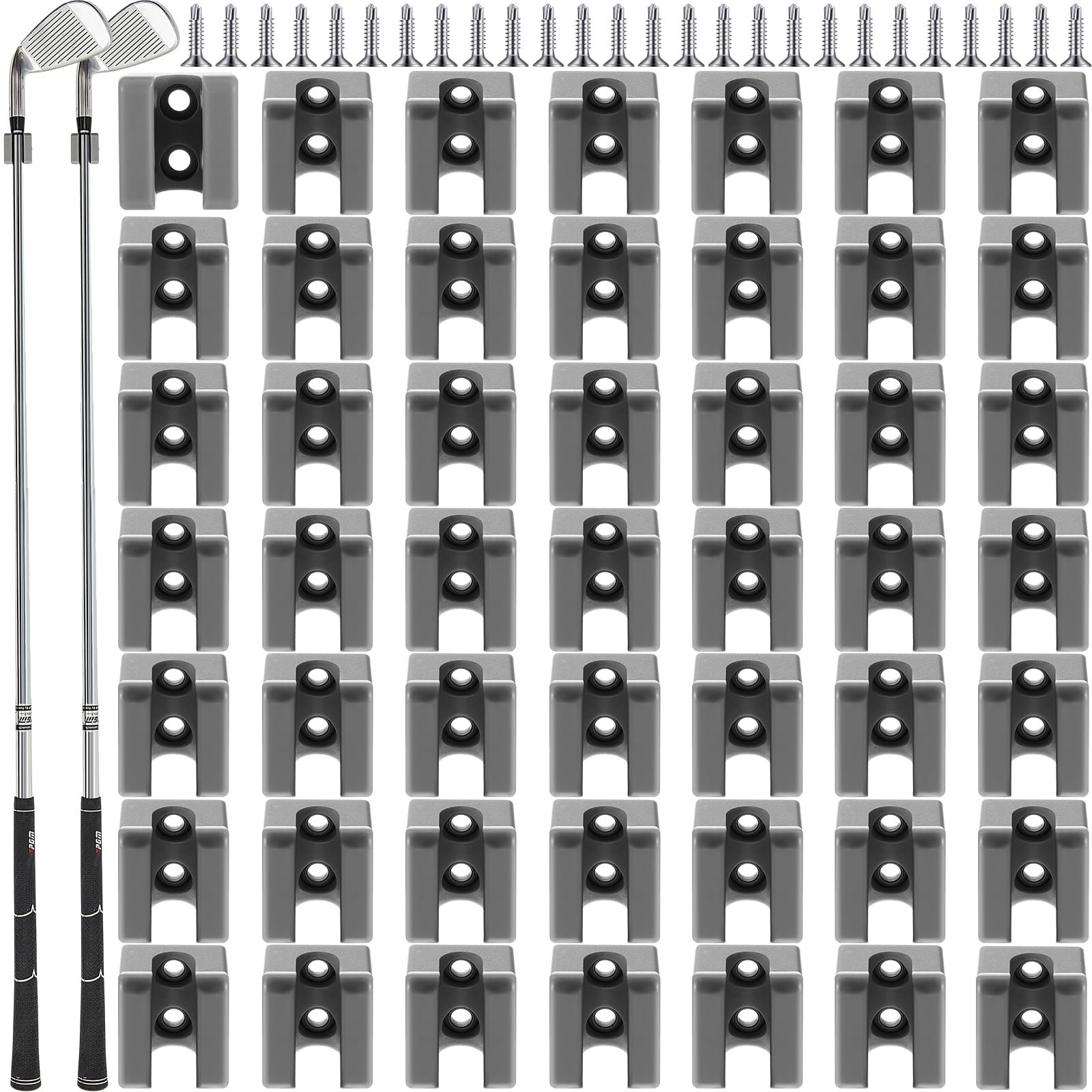 Photo 1 of Deekin 30 Pcs Golf Club Holder Golf Club Rack Storage Organizer for Garage Hanger Wall Mount with 60 Pcs Screws for Wall Display, Grip up Type(Suits for 0.39 Inch)