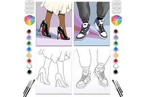 VALLSIP 2 Pack Paint and Sip Canvas Painting Kit Pre Drawn Canvas for Painting for adults Stretched Canvas Couples Games Date Night Shoe Paint Party Favor (8x10)