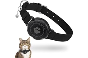 FURRIGO AirTag Cat Collar, 100% Waterproof AirTag Holder Integrated Air Tag Cat Collars, Soft GPS Cat Collar with Apple Air Tag Case & Bell for Girl Boy Cats, Kittens and Puppies (Black, S)