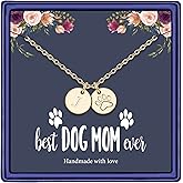 Dog Mom Gifts for Women Necklace, 14k Gold Filled Dog Mom Gifts Letter Initial Necklace Women Girls Alphabet Disc Puppy Paw Print Necklace Pet Dog Lovers Gifts for Dog Mom