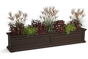 Mayne Fairfield 5ft Window Box - Espresso - Durable Self Watering Resin Planter with Wall Mount Brackets (5824-ES)