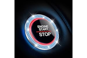 XINLIYA Car Bling Crystal Rhinestone Engine Start Ring Decals, 2 Pack Car Push Start Button Cover/Sticker, Key Ignition Knob Bling Ring, Sparkling Car Interior Accessories for Women (Blue)