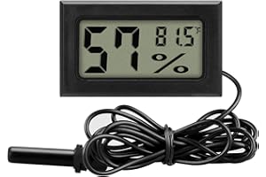 LINKSTYLE Mini Probe Hygrometer Thermometer, Reptile Aquarium Thermometer Digital LCD Display Indoor Outdoor Humidity Meter Gauge Temperature Monitor Meter for Tank Humidifiers Greenhouse Babyroom Fahrenheit(℉)
