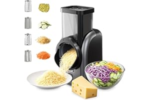 Electric Cheese Grater, Rotary Vegetable Slicer with 4 Interchangeable Drum Blades, Multifunctional Cheese Chopper Shredder f