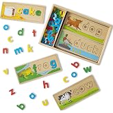 Melissa &amp; Doug See &amp; Spell Wooden Montessori Toys | 73 Pieces, 8 Double-Sided Spelling Boards, 64 Wooden Letters, Educational Toy, Preschool Learning Toys for Kids, Ages 3+