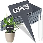 Wesiti 12 Pcs Reusable Slate Plant Labels T Type Plant Tags Garden Label Stakes Waterproof Garden Signs with Stone Chalks
