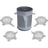 Pet and Human Food Can Lids - 4 Pack - Stretchable Silicone Covers for Cat and Dog Canned Food Storage - Universal Fitting Tops for Small Sized Cans - Keeps Food Fresh