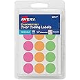 Avery Color-Coding Removable Labels, 3/4 Inch Round Labels, Assorted Neon Colors, Non-Printable, 315 Dot Stickers Total (6733)