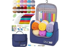 Yarniss Crochet Kit for Beginners, All in One Crochet Kits with 840 Yards Crochet Yarn, Ergonomic Crochet Hooks Set with Yarn for Adults, Navy