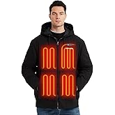 Venustas 12V Men's Dual-Control Heated Canvas Jacket with Battery, Winter Heated Hoodie