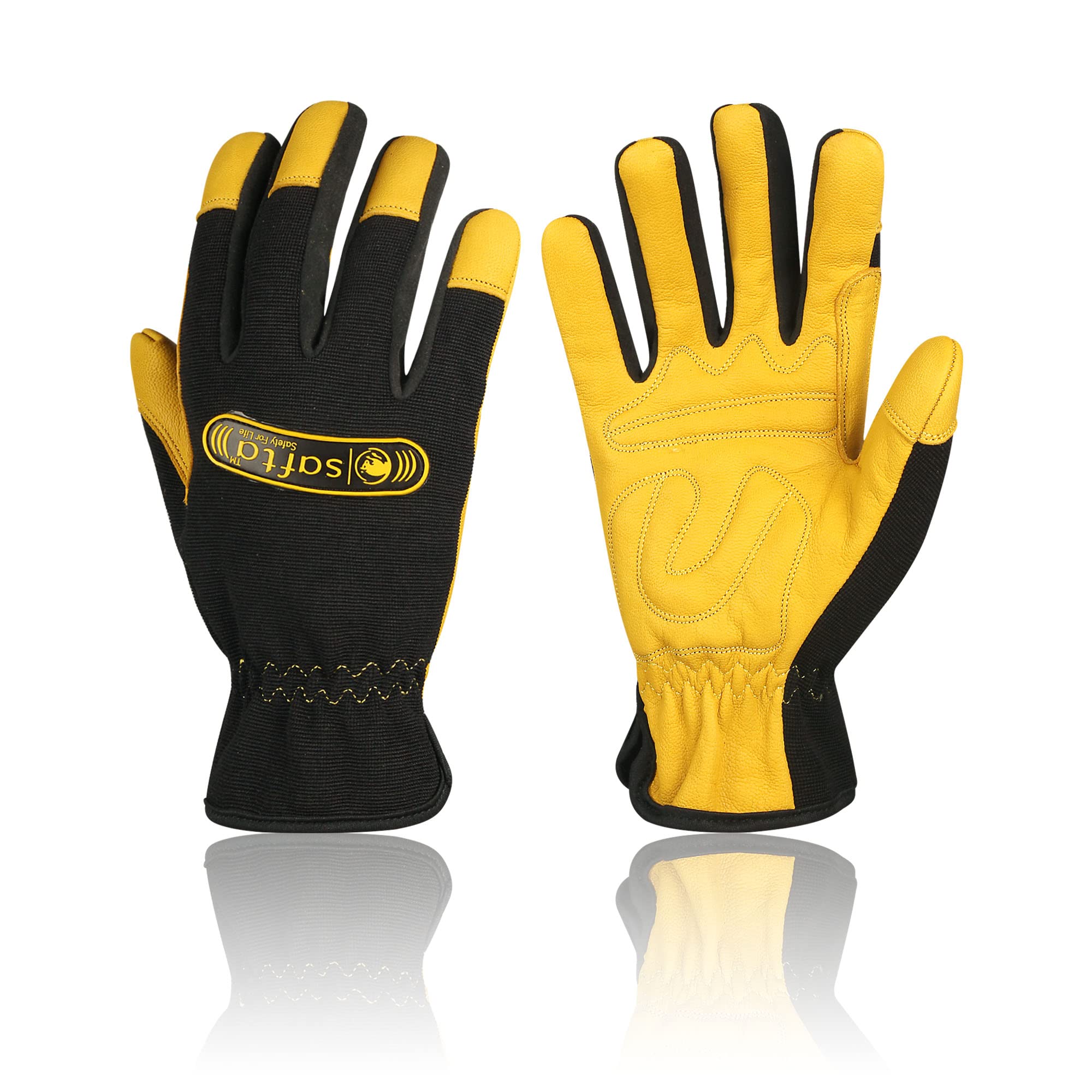 SAFTA Utility Safety Work Gloves for Men & Women, Mechanic Gloves Flexible & Breathable for Driving, Cycling, Gardening, Yard, Assembly, Rigger, Engineering Work.(XL(10), Black)