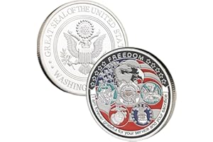 HOLLYCOIN Silver Coins Fredoom Military Appreciation Challenge Coins,Great Seal of The United States Eagle Army Challenge Coins