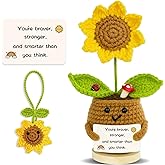 KeiPnnol Handmade Emotional Support Crochet Sunflower – Positive Crochet Animals Plant Gift – Cute Emotional Support Plush for Women, Friends, Teachers – Encouragement & Relaxation Gifts