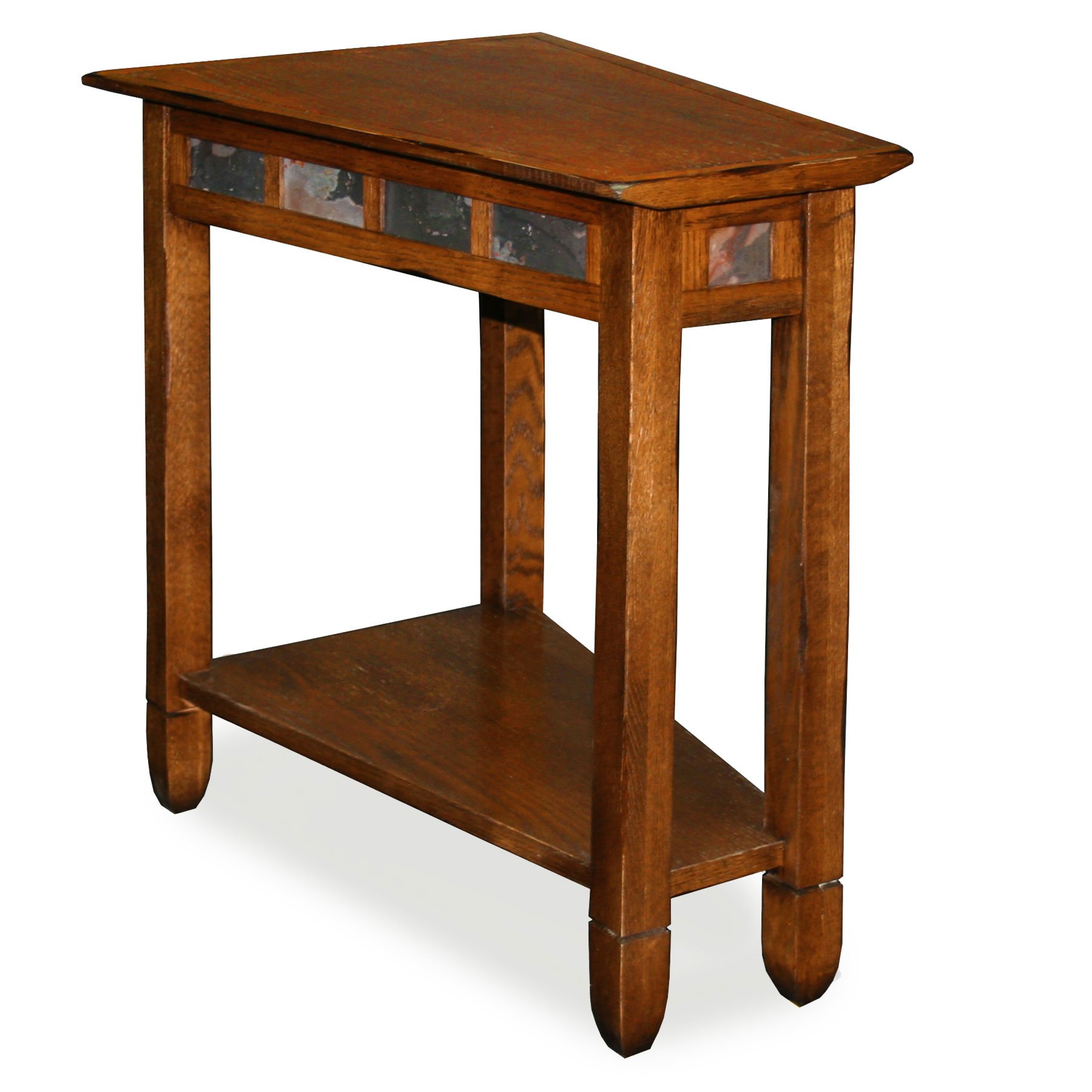 Leick 10056 Rustic Oak Slate Tile Recliner Wedge End Table eBay