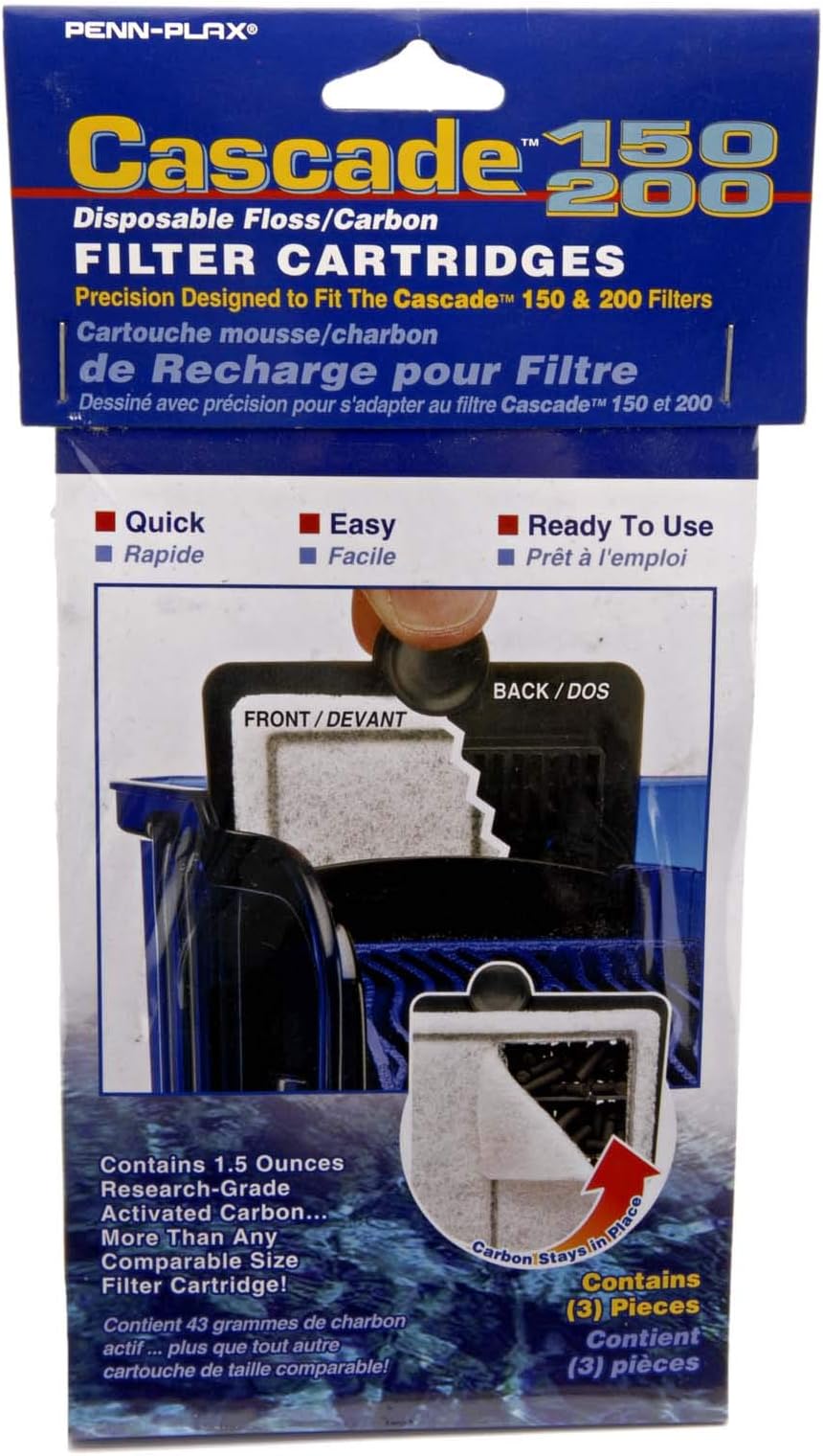 Penn-Plax Cascade Hang-on Power Filter Replacement Cartridges - Pack of 1 (3 count) - CPF34C3