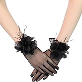 Goiruiya Tulle Short Gloves Floral Tea Party Gloves for Women Wedding Accessories