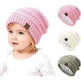 Zando 3 Pack Satin Lined Baby Girl Boys Toddler Winter Hat Infant Beanie Warm Soft Cable Knit Hat Silk Lined Outdoors
