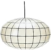 Creative Co-Op Oblong Capiz Ceiling Light, White and Black