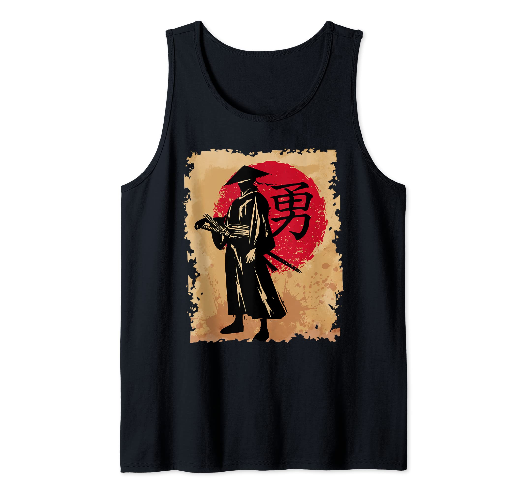Japanese Samurai Papyrus Retro Sun Japan Calligraphy Warrior Tank Top