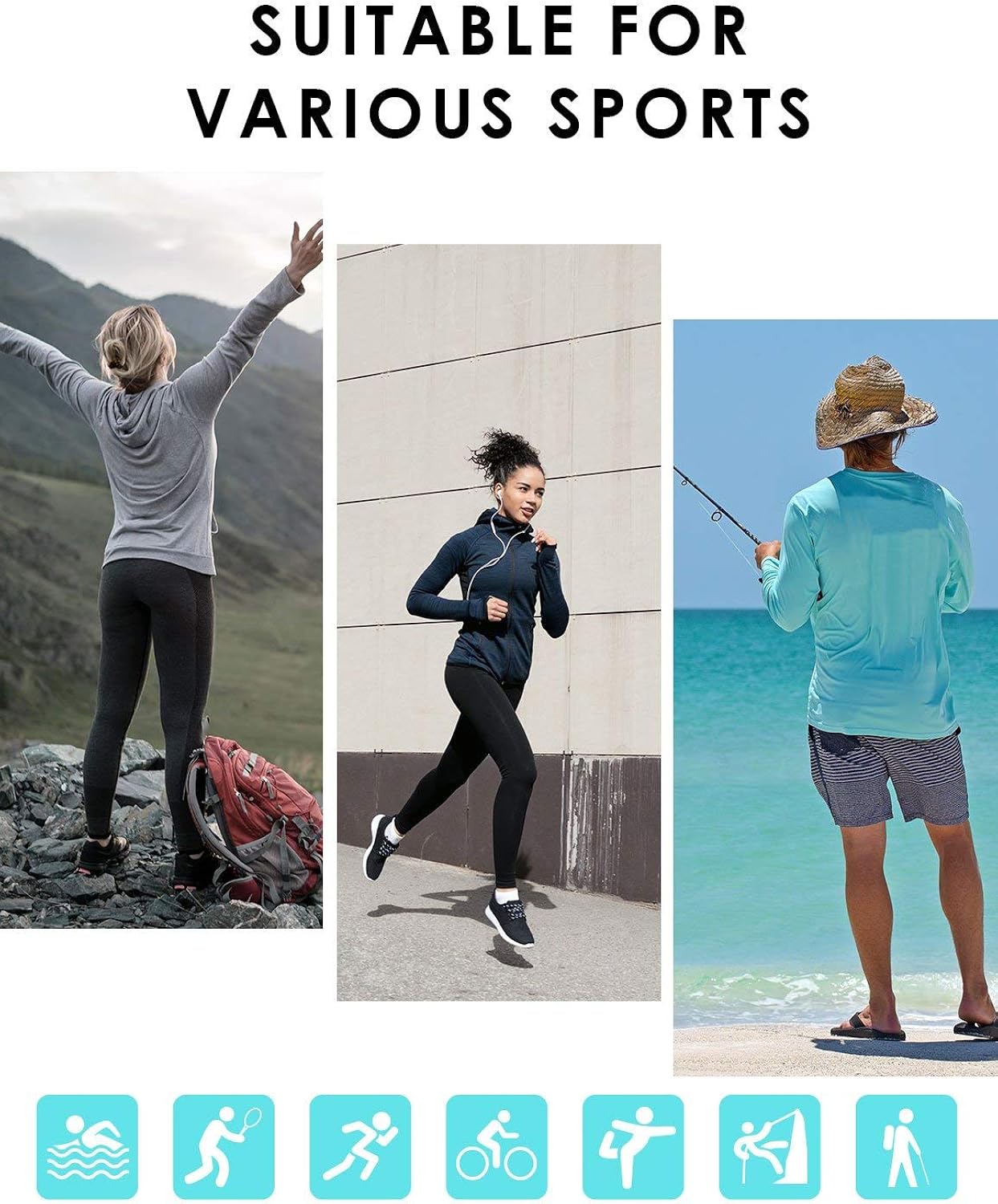 BALEAF Women's Long Sleeve Shirts SPF Sun Protection Moisture Wicking UPF 50+ Running Hiking Fishing Tops Thumbholes: Clothing