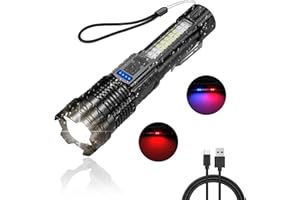 Earrck Rechargeable Flashlight high lumens with Clip Waterproof Police Flashlights, Zoomable Beam LED Flash Light with 7 Modes and SOS for Emergencies, Home, Camping, Hiking, Pet Walking (Black)