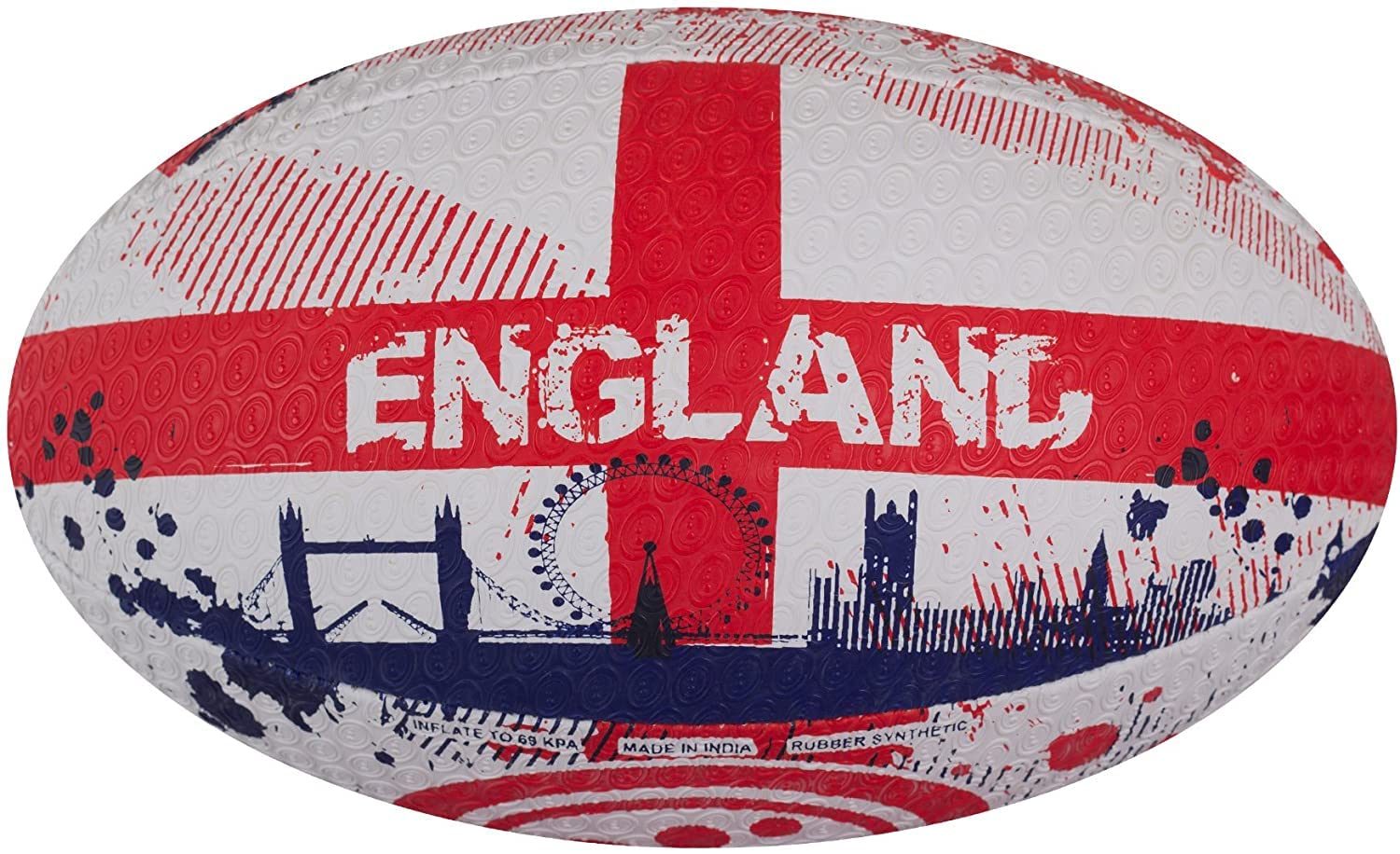 Optimum ENGLAND National Rugby Ball- Iconic Style with Great Flight and Air Retention - Rubber Dimpled Surface for Enhanced Grip - 2-Ply 410g Ball, Size Midi