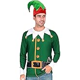Funny World Men's Christmas T-Shirts Graphic Long Sleeve Holiday Costume